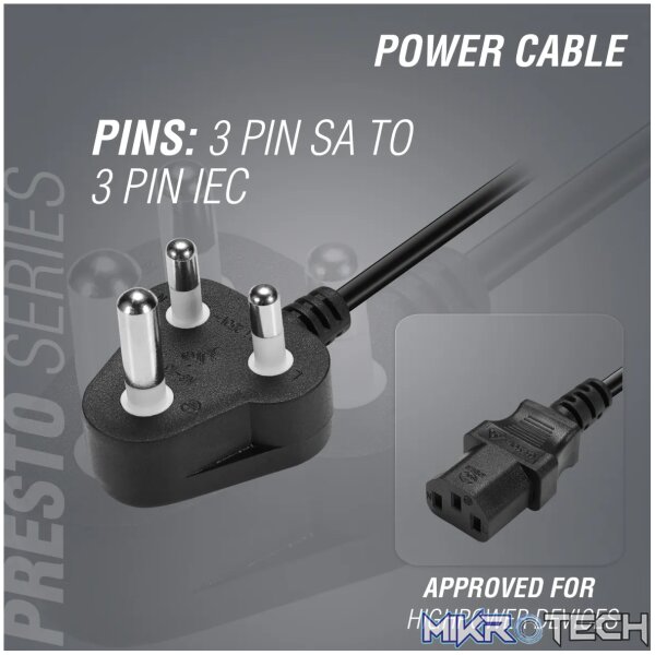 Power Cable 3 pin IEC to Type-M 1.8m 10A - black - Image 8