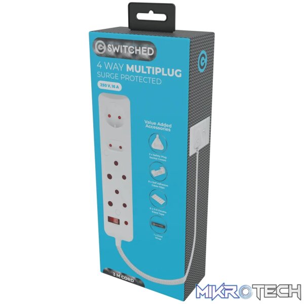 SWITCHED 4 Way Surge Protected Multiplug 3M White - Image 7