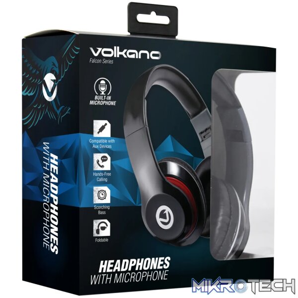 Volkano Falcon Series AUX Headphones - Black - Image 8