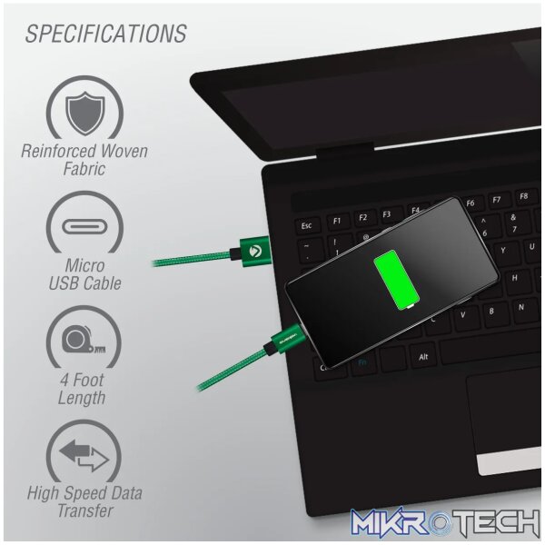 Volkano Fashion series cable Micro USB 1.8m - Apple Green - Image 7