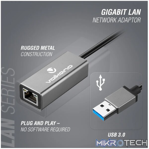 Volkano Lan Series USB 3.0 to Gigabit LAN Network Adaptor - Image 8
