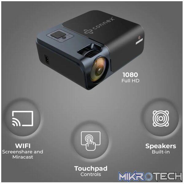 Connex Lumen series 1080P Projector with WIFI - Black - Image 8