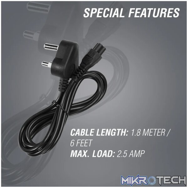 Power Cable 3 pin Clover  to Type-M 1.8m 2.5A - black - Image 8