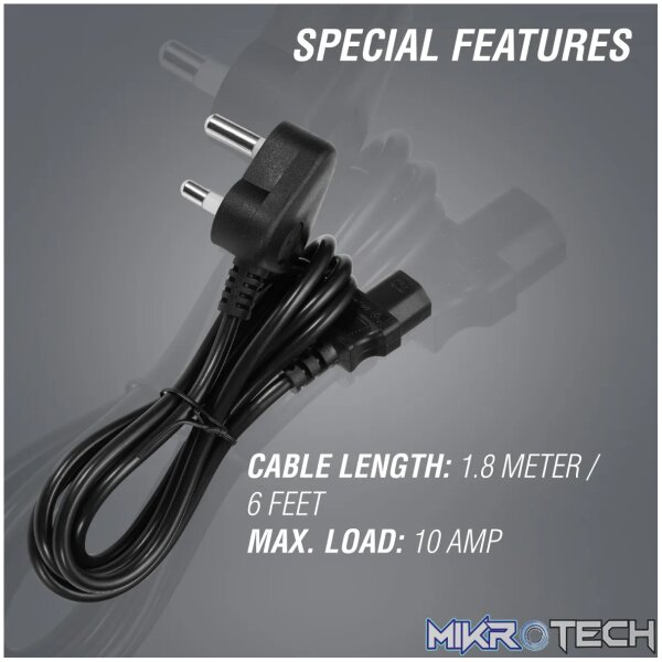 Power Cable 3 pin IEC to Type-M 1.8m 10A - black - Image 9