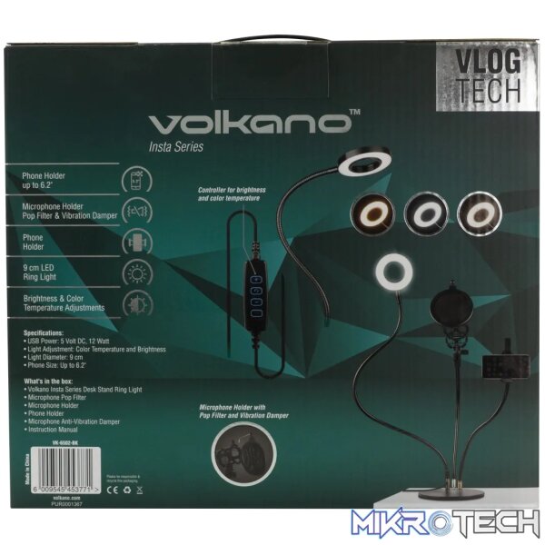 Volkano Insta series Ring light, phone holder, desk clamp - Image 8