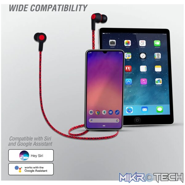 Volkano Moda- Nylon Bluetooth Earphones with Carry case-RD - Image 7