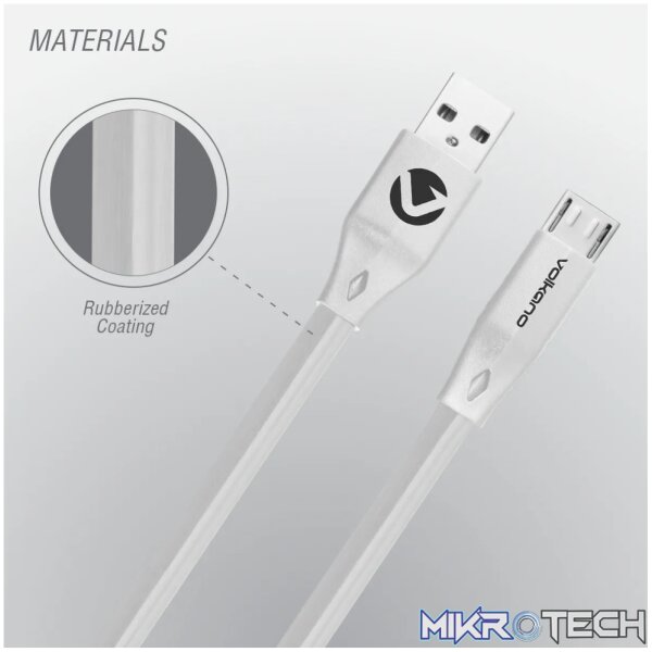 Volkano Slim Series Micro USB Cable - White - Image 3