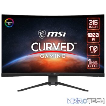 MSI MAG325CQRF QD 31.5" Gaming Monitor 2560 x 1440 (QHD) Rapid VA with Quantum Dot 1 ms 170Hz FreeSync Premium HDR Ready 1000R HDMI DisplayPort Tilt and Height Adjustable
