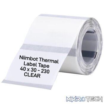 NIIMBOT B1/B21/B3S Thermal Label 40x30mm - 230 Labels Per Roll - Transparent