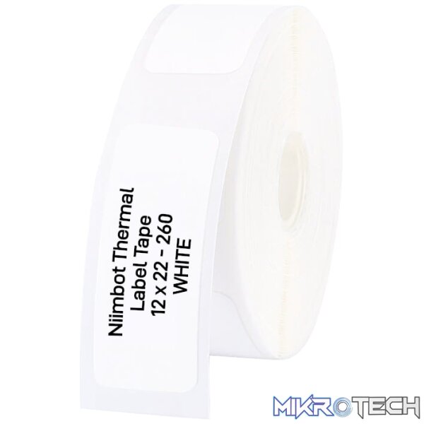 NIIMBOT D11/D110/D101/H1S Thermal Label 12x22mm - 260 Labels Per Roll - White NIIMBOT D11/D110/D101/H1S Thermal Label 12x22mm - 260 Labels Per Roll - White