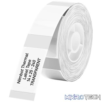 NIIMBOT D11/D110/D101/H1S Thermal Label 14x25mm - 240 Labels Per Roll - Transparent