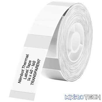 NIIMBOT D11/D110/D101/H1S Thermal Label 14x40mm - 160 Labels Per Roll - Transparent