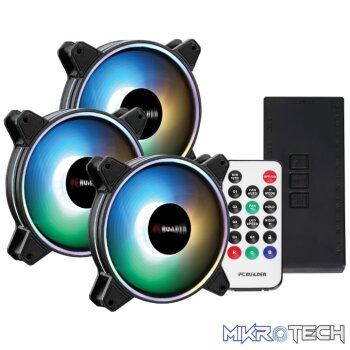PCBuilder Tempest Chill Fan Kit 3x120MM Dual Glow ARGB Fan + Controller + RF Remote