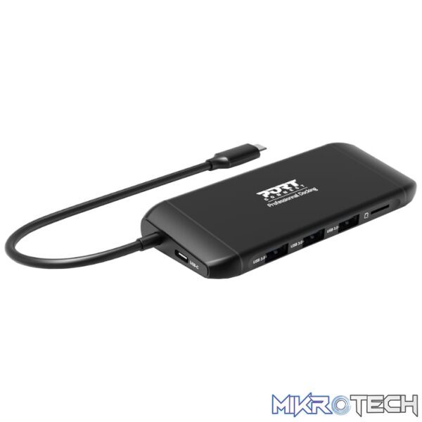 Port USB Type-C 4 x USB3.1|1 x Aux|Micro+SD Card Reader|1 x RJ45|1 x HDMI|1 x VGA|1 x Type-C PD Dock 100W - Black - Image 3