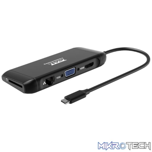 Port USB Type-C 4 x USB3.1|1 x Aux|Micro+SD Card Reader|1 x RJ45|1 x HDMI|1 x VGA|1 x Type-C PD Dock 100W - Black - Image 4