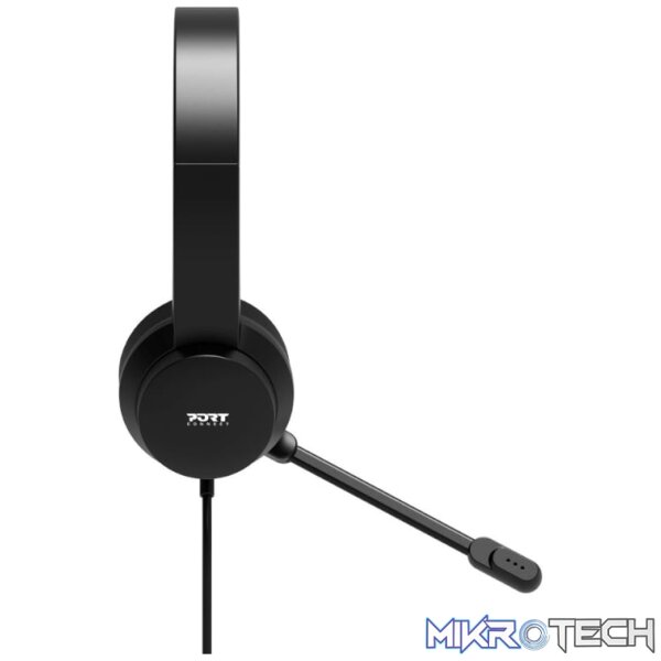 Port Connect USB Headset 1.8m Cable with Mic and Padded/Soft Cushions Black - Image 2