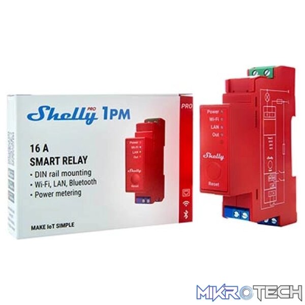 Shelly Smart Wi-Fi Relay with Power Monitoring, 1 channel, 16A, DIN rail - Image 3