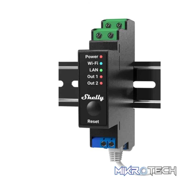Shelly-Pro-2PM-1 Shelly Smart Wi-Fi Relay with Power Monitoring, 2 channel, 16A, DIN rail - Image 1