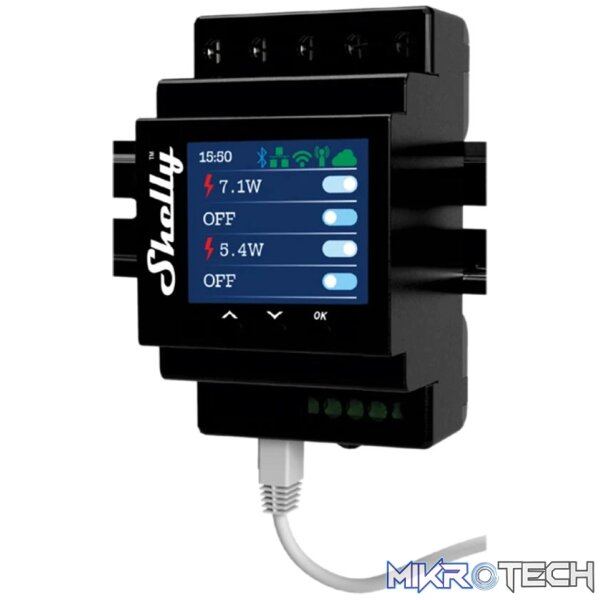 Shelly-Pro-4PM-001 Shelly Smart Wi-Fi Relay with Power Monitoring, 4 channel, 16A, DIN rail - Image 1