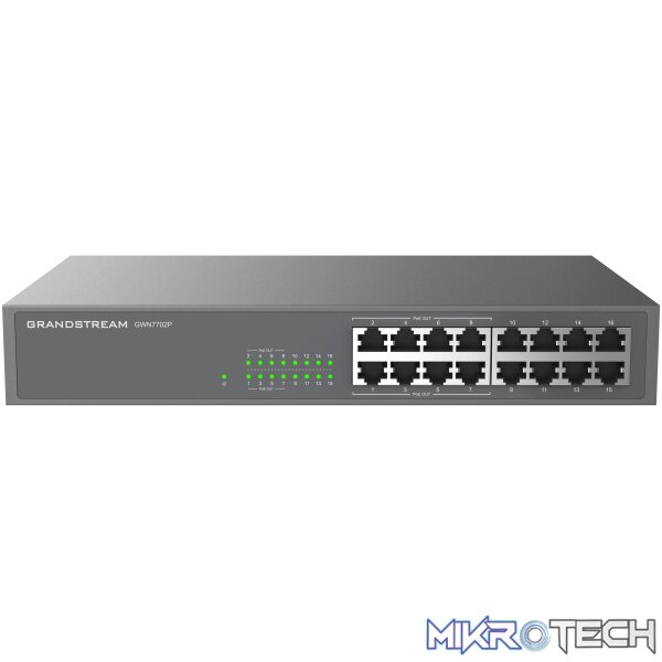 12790 Grandstream Enterprise 16 port Unmanaged GbE PoE Switch - 138W - Image 1