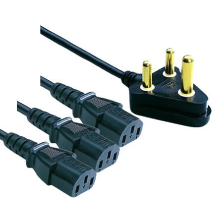 CABLE NORMAL 3PIN PLUG TO 3 X IEC 3.8M