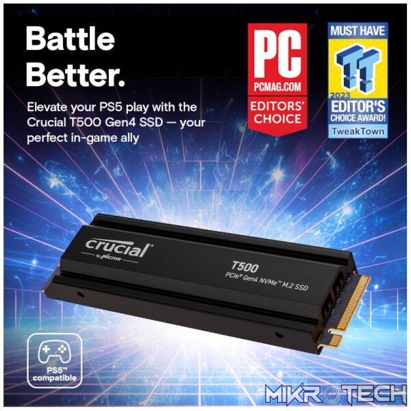 Crucial T500 1TB M.2 NVMe Gen4 with Heatsink NAND SSD - Image 9