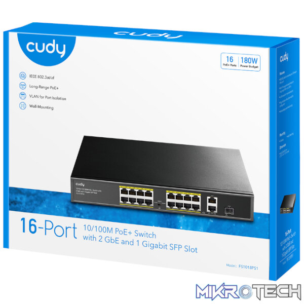 Cudy 16-Port Unmanaged PoE+ Switch - Rack Mount - Image 4