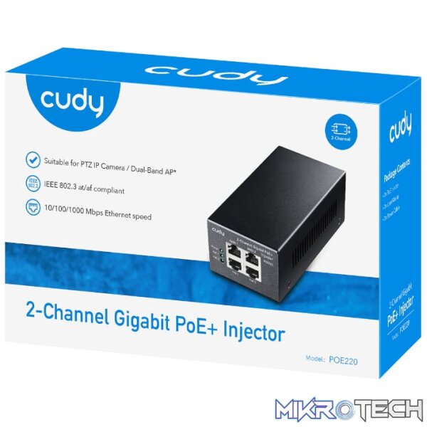 Cudy 2-Channel 30W Gigabit PoE+ Injector - Image 5