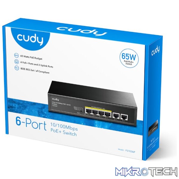 Cudy 6-Port Ethernet Unmanaged Switch - 4 Ports POE - Image 4