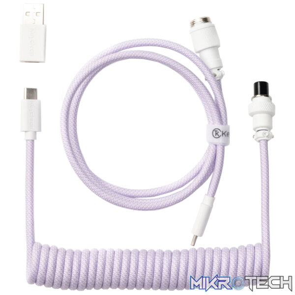 Keychron Coiled Aviator Cable - Light Purple/Straight - Image 2
