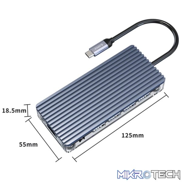 ORICO 11 Port Type-C Hub Grey - Image 5