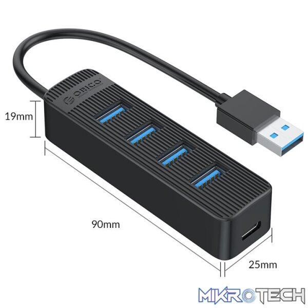 ORICO 4 Port USB Hub | 4x USB3 | Black - Image 4