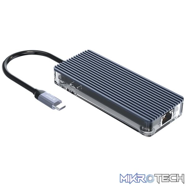 ORICO 6 Port Type-C Transparent Hub - Grey - Image 3