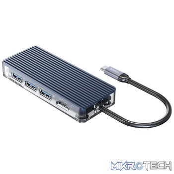 ORICO 6 Port Type-C Transparent Hub - Grey
