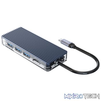 ORICO 6 Port Type-C Transparent Hub - Grey