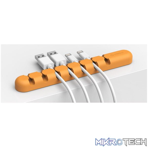 ORICO 7 Slot Desktop Cable Management Clip - Orange - Image 2