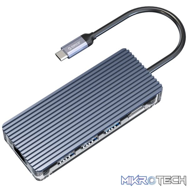 ORICO 8 Port Type-C Transparent Hub - Grey - Image 2