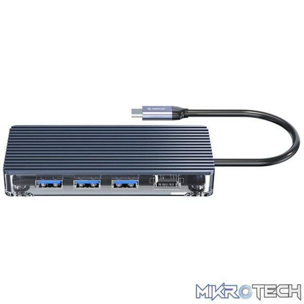 ORICO 8 Port Type-C Transparent Hub - Grey - Image 3