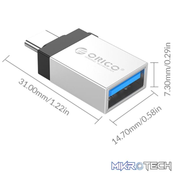 ORICO Type C to USB 3.0 Adaptor - Silver - Image 3