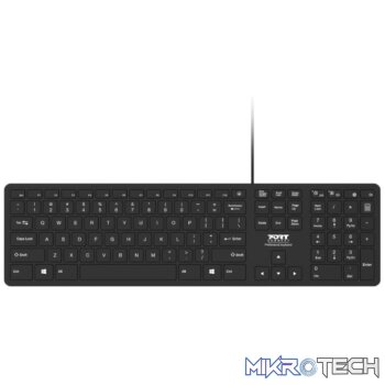Port Office Executive Low Profile 109key Wired Keyboard - Black