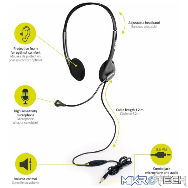 PORT STEREO 3.5MM HEADSET WITH MIC BK - Image 5
