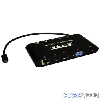 Port USB Type-C 3 x USB3.0|1 x Aux|12 x Micro+SD Card Reader|1 x Mini DP|1 x RJ45|1 x HDMI|1 x VGA|1 x Type-C PD Dock - Black