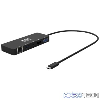 Port USB Type-C to 1 x RJ45|1 x USB3.0 SS|1 x Type-C 85W PD|1 x HDMI2.0|1 x VGA 30cm Cable Dock - Black