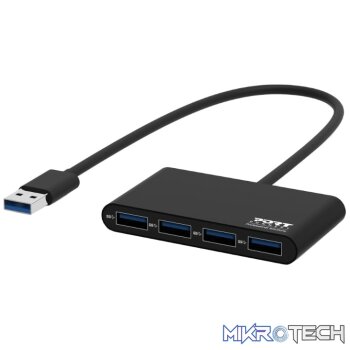 Port USB3.0 to 4 x USB3.0 5Gbps 4 Port Hub - Black