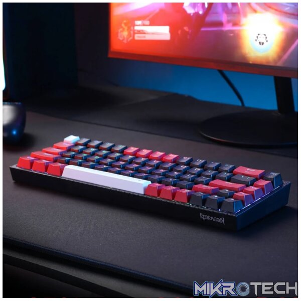 REDRAGON Castor Pro 68Key Wireless Red|Black|White KeyCap Bluetooth RGB Red Switch - Black|Red - Image 6