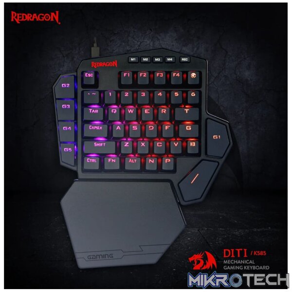 REDRAGON Diti Elite Pro One-Handed RGB Wireless Mechanical Gaming Keyboard - Black - Image 3