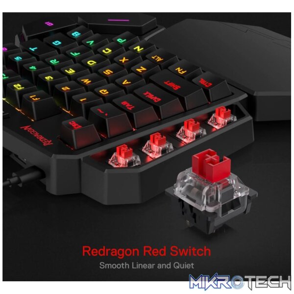 REDRAGON Diti Elite Pro One-Handed RGB Wireless Mechanical Gaming Keyboard - Black - Image 5