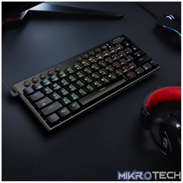 REDRAGON Noctis 61Key Red Switch RGB Low Profile Gaming Mechanical Keyboard - Black - Image 4