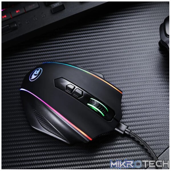 REDRAGON VAMPIRE ELITE Wireless 16000DPI|8 Button|Ergonomic Design|P3335 Optical Sensor|Type-C Cable|RGB Backlit Gaming Mouse - Black - Image 6
