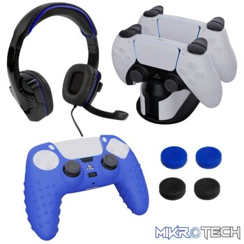 Sparkfox PlayStation 5 Combo Gamer Pack with Headset|Grip Pack|Controller Skin|Charging Dock